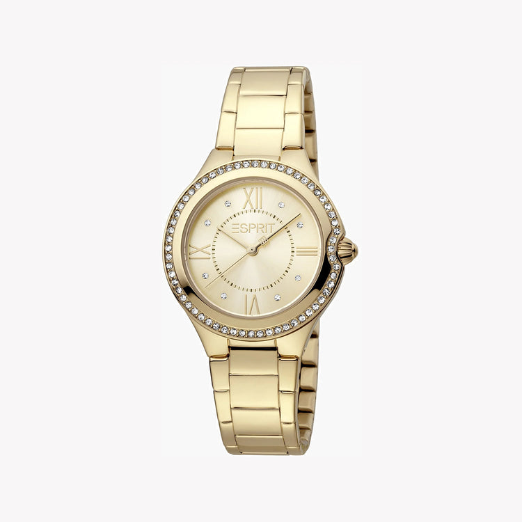 ESPRIT Women's Watch with Gold Stainless Steel Case and Gold Stainless Steel Band