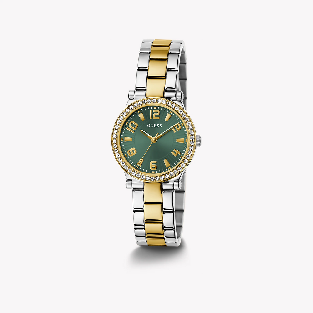 Guess Women's Gold & Silver Watch, Green Dial | Gw0686l2 by i-watch