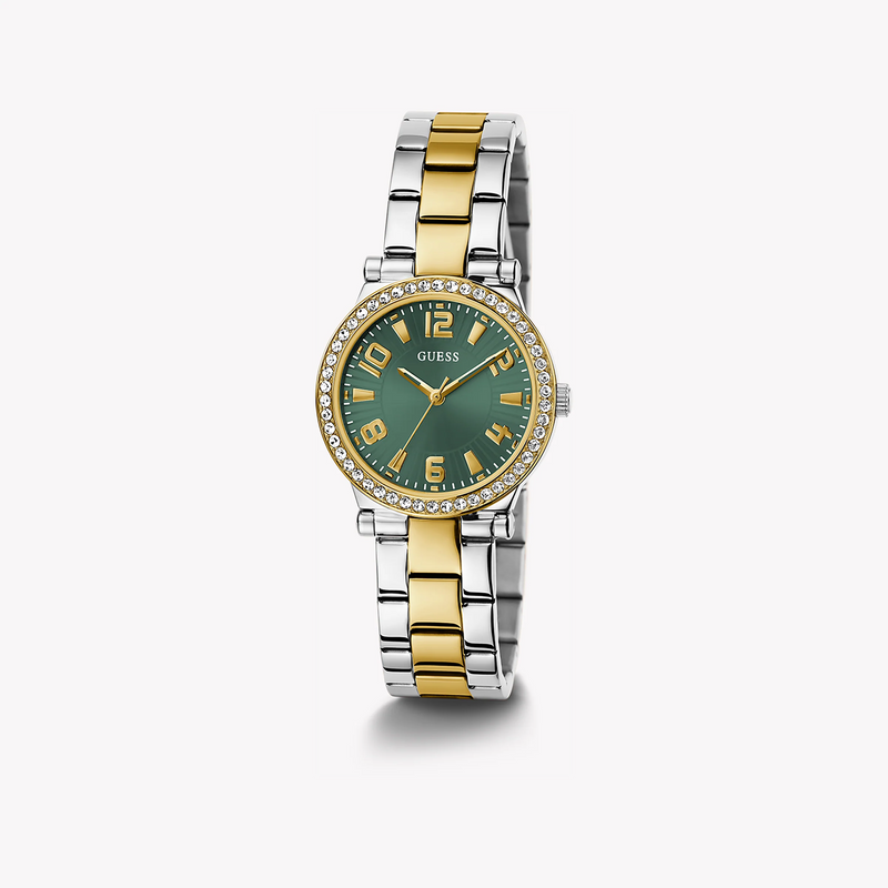 Guess Women's Gold & Silver Watch, Green Dial | Gw0686l2 by i-watch