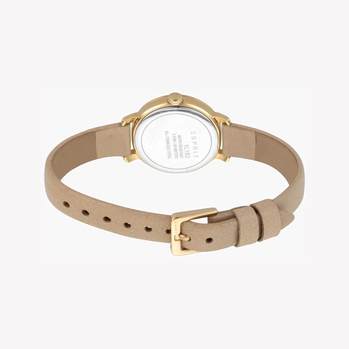 ESPRIT Women's Watch with Gold Stainless Steel Case and Beige Leather Band