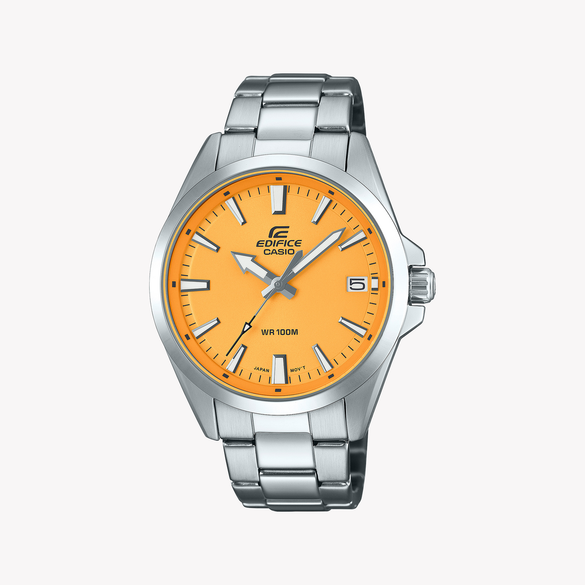 EDIFICE EFV-100D-9AVUEF - DYNAMIC STYLE & PERFORMANCE MEN'S WATCH with Orange Dial and Stainless Steel Band