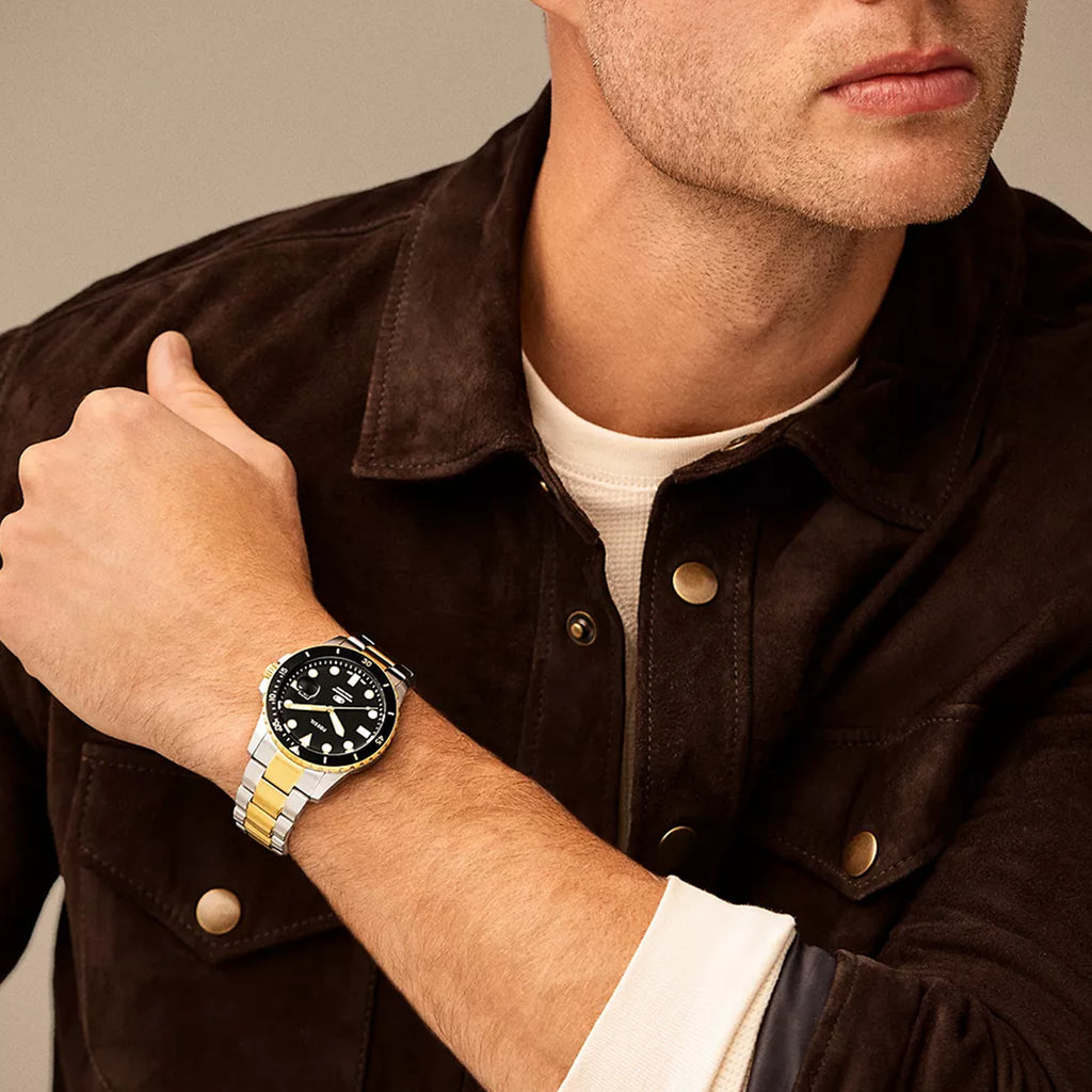 FOSSIL FS6031 TIMEPIECE - ELEGANT STAINLESS STEEL MEN'S WATCH WITH BLACK DIAL & GOLD ACCENTS-i-Watch-2