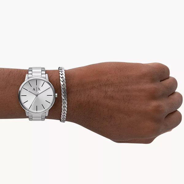 A|X Armani Exchange Men's Silver Watch, White Dial | Ax7138set by i-watch