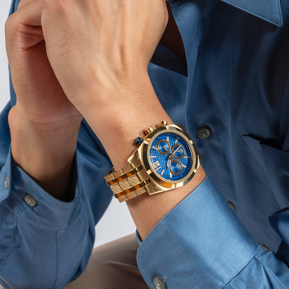 GUESS GW0714G2 BOLD BLUE - MENS GOLD STAINLESS STEEL WATCH WITH STRIKING DIAL-i-Watch-4