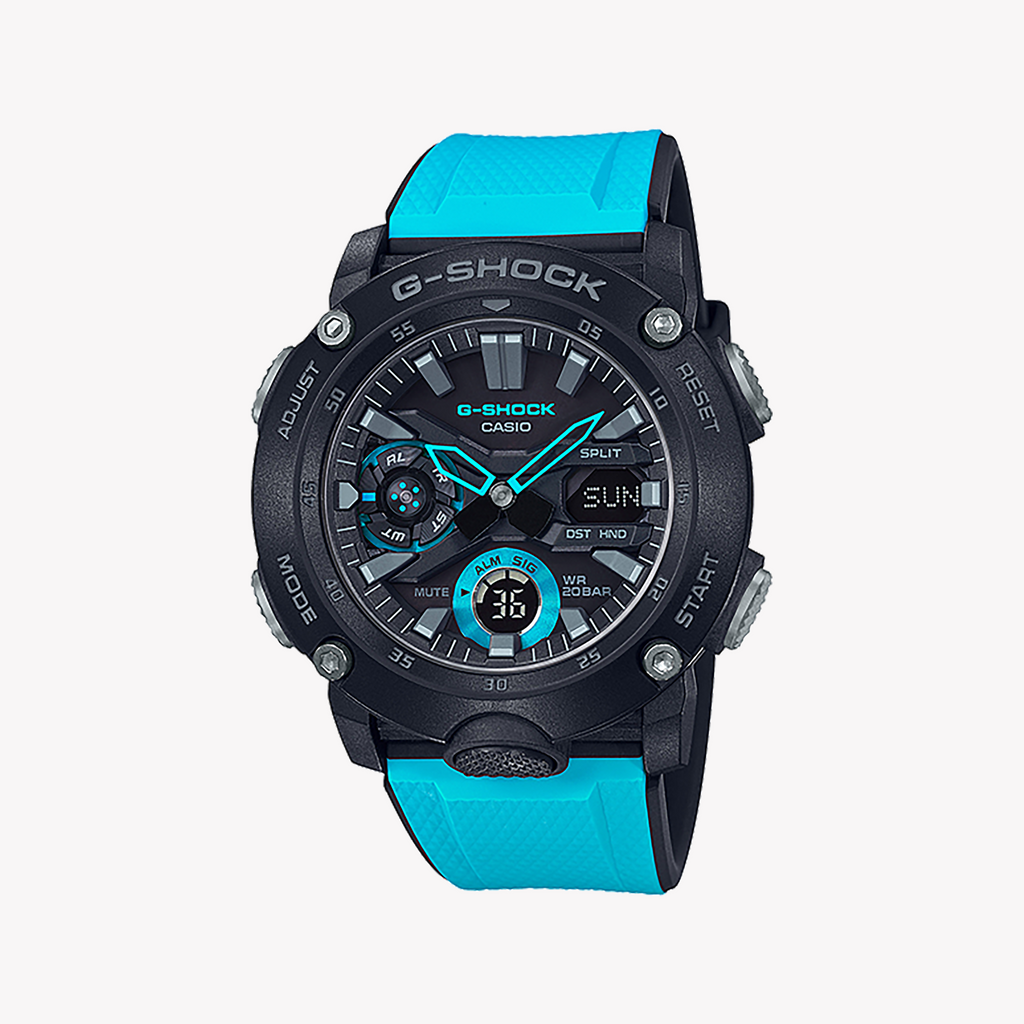 CASIO G-SHOCK GA-2000-1A2DR - RUGGED ELEGANCE UNLEASHED MEN'S WATCH IN BLACK & BLUE