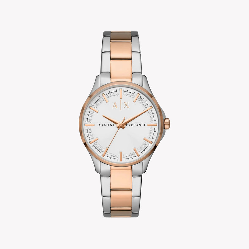 AR-MA-AX5258 SILVER ROSE GOLD TIMEPIECE - MODERN SOPHISTICATION FOR WOMEN