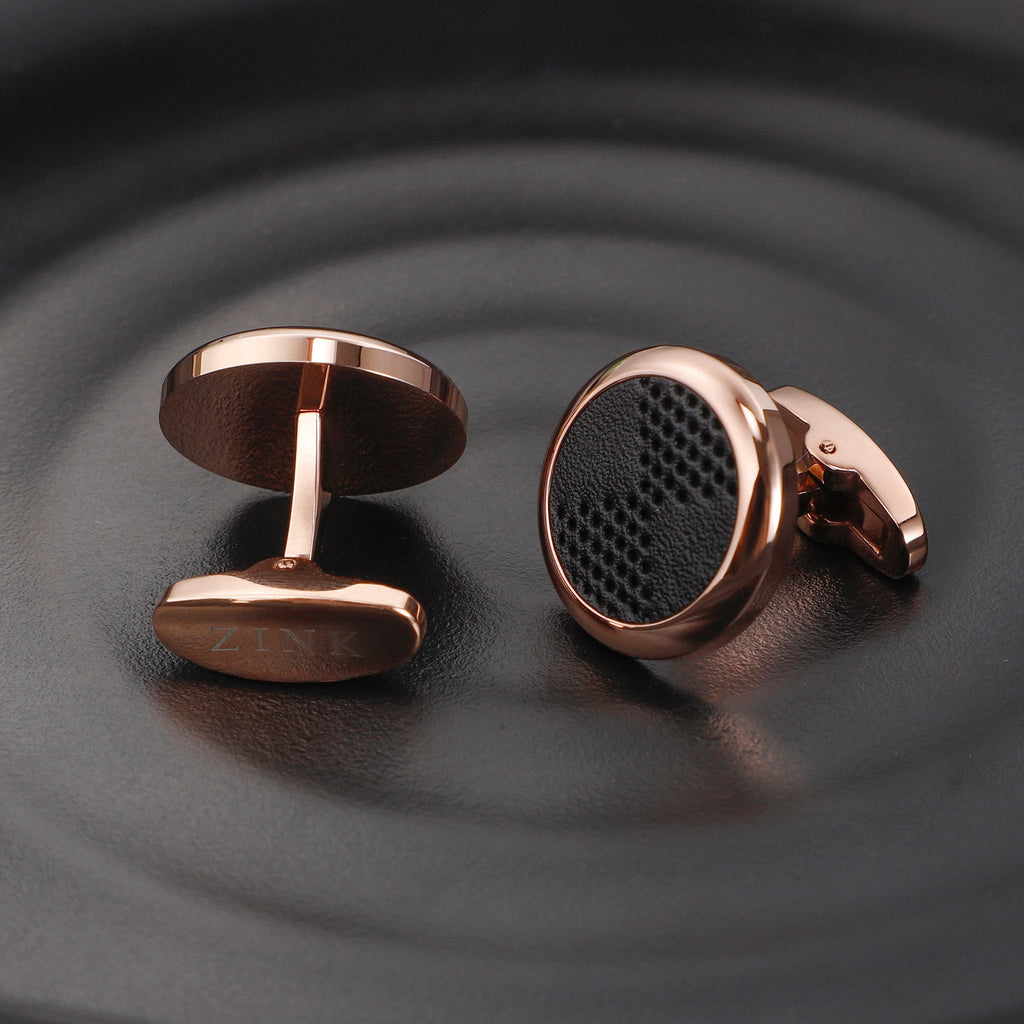 Zink Men's Rose Gold & Black Cufflink | Zjcl002rg
