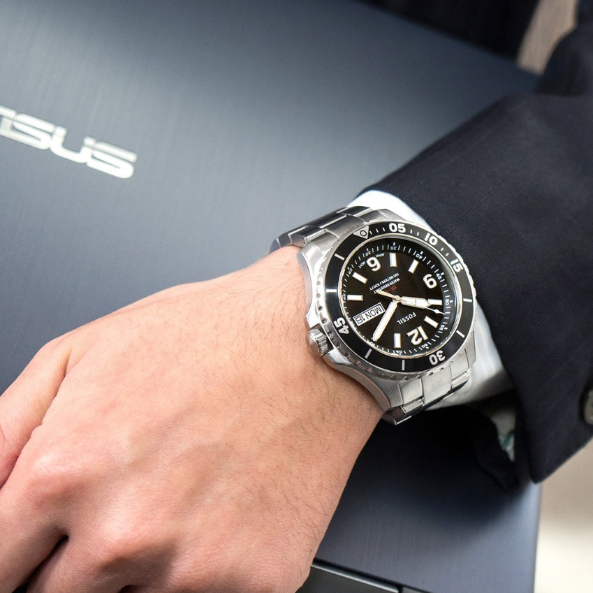 FOSSIL FS5687 TIMELESS ELEGANCE - MODERN MEN'S STAINLESS STEEL WATCH WITH BLACK DIAL-i-Watch-4