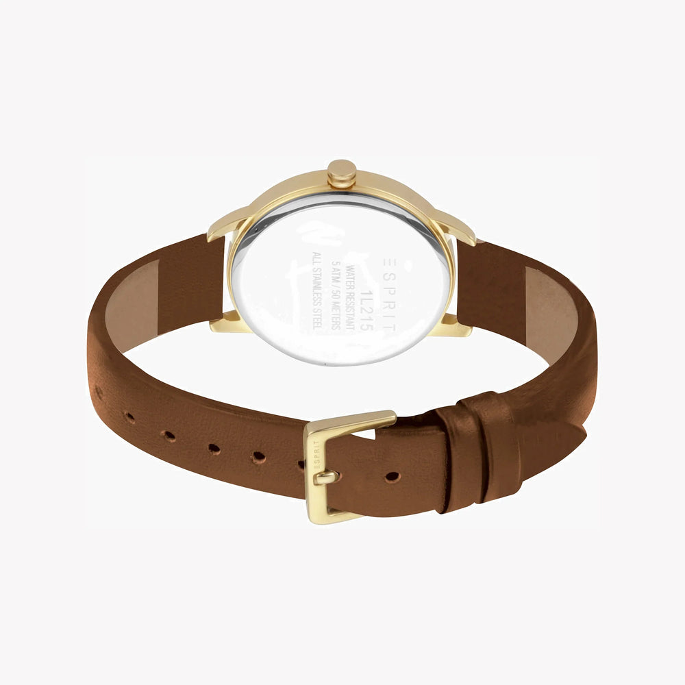 Esprit Women's Brown Leather Watch, Silver Dial | Es1l050m0065 by i-watch