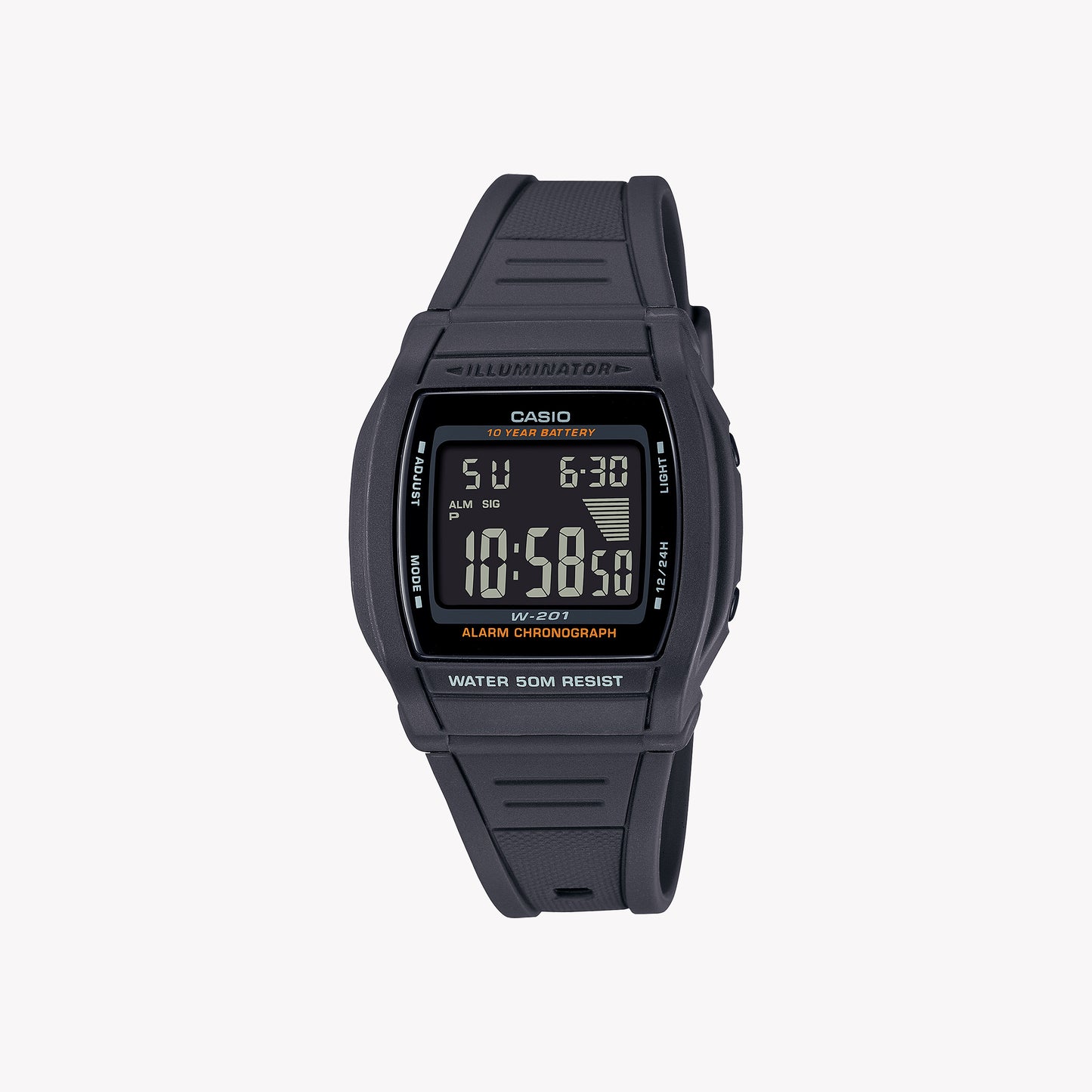 Casio W-201-1BV Digital Black Unisex Watch