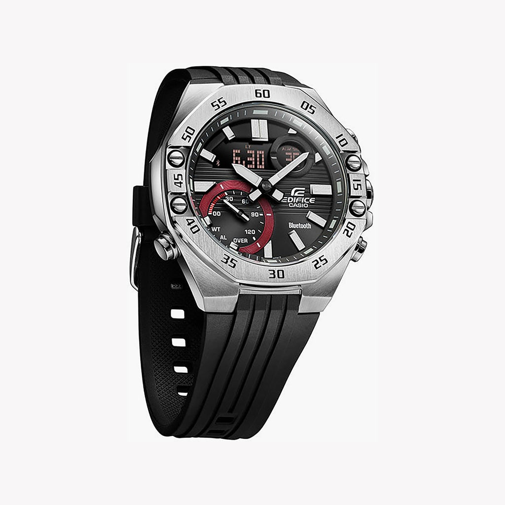 CASIO EDIFICE ECB-10P-1ADF - BOLD PERFORMANCE MEETS SLEEK DESIGN Men's Watch with black resin band and striking black dial-i-Watch-5