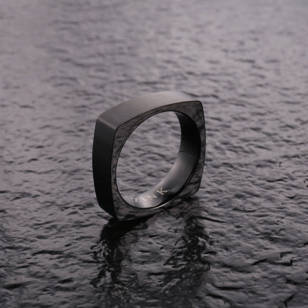 Zink Men's Black Stainless Steel Ring | Zjrg0343
