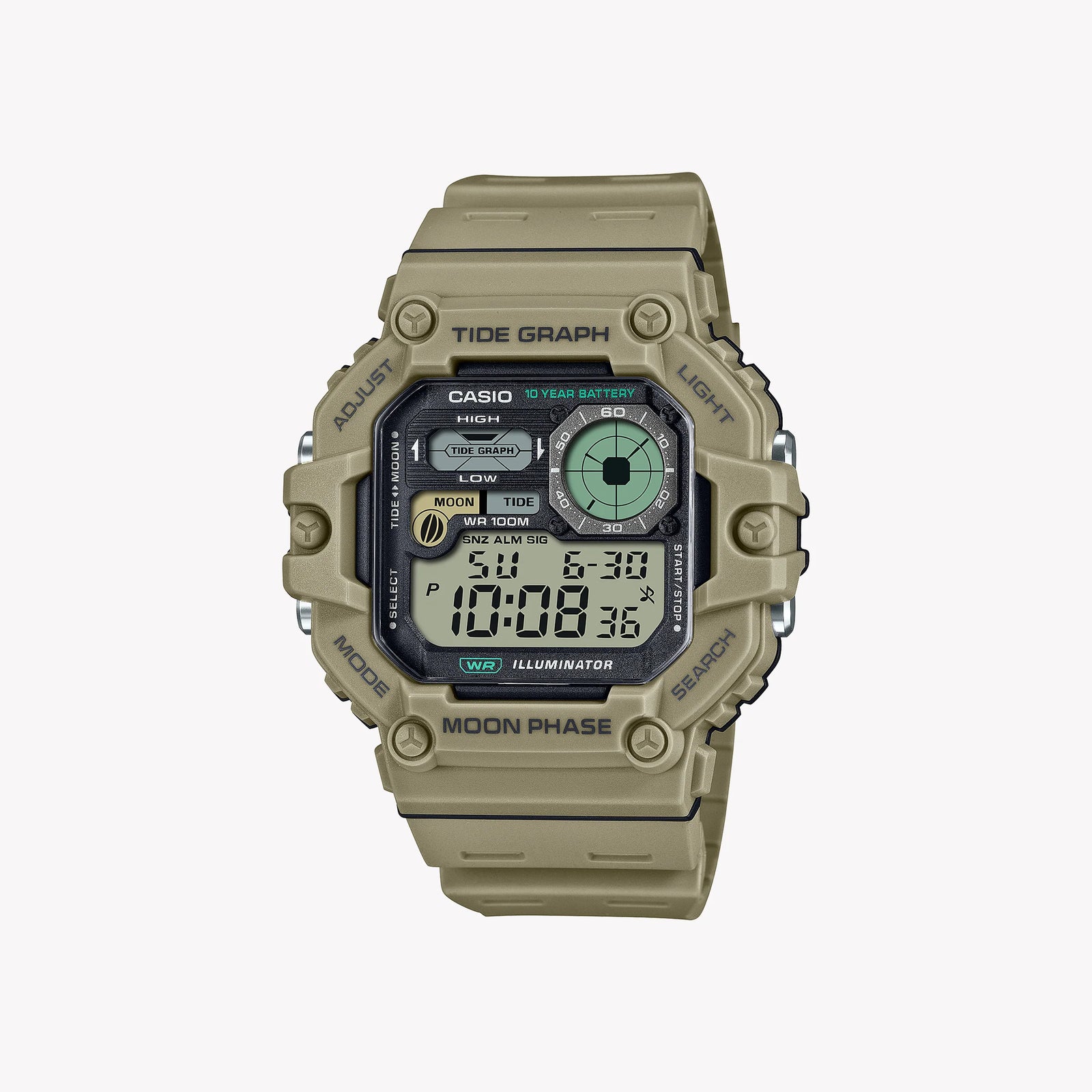 Casio Men's Beige Resin Watch, Digital Display | Ws-1700h-5av by i-watch