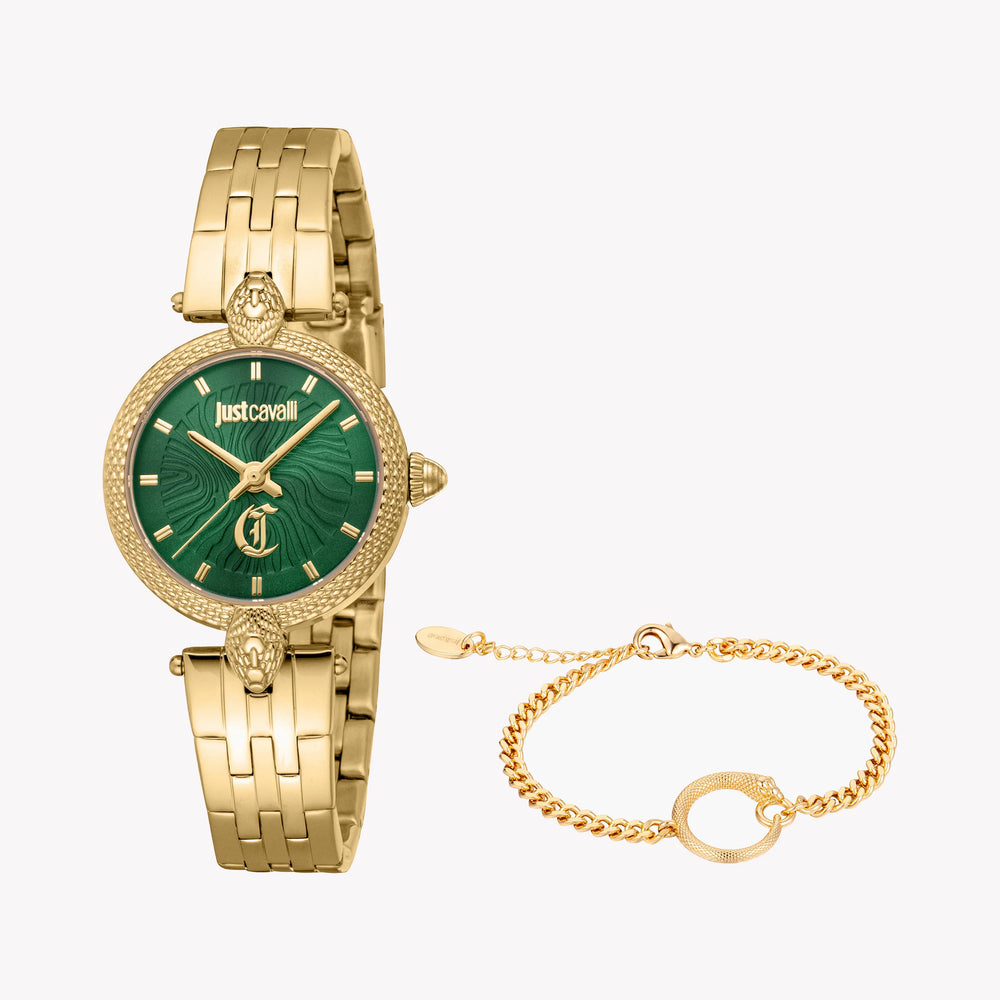 Just Cavalli Women's Gold Watch, Dark Green Dial | Jc1l330m0055 by i-watch