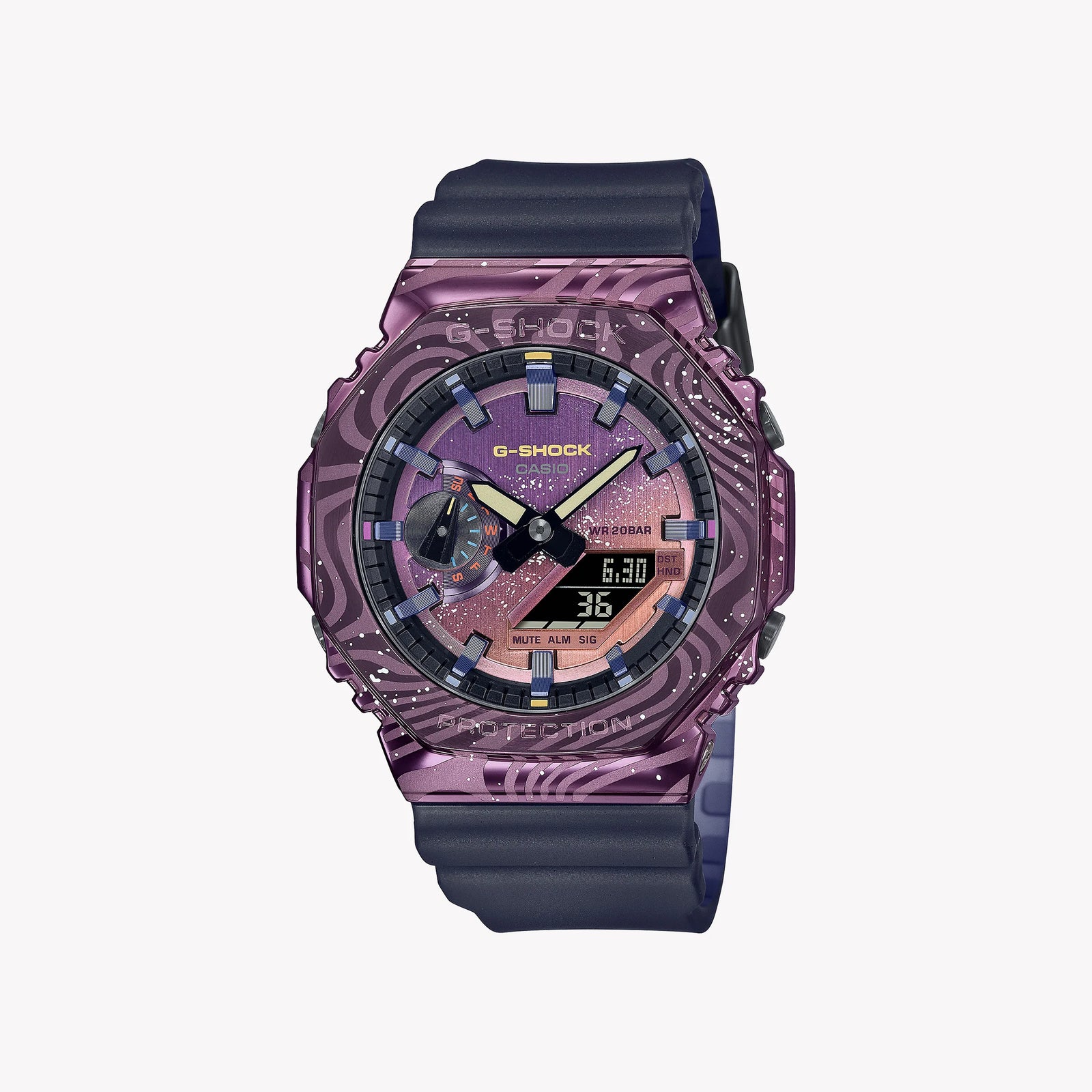 Casio Men's Pink Resin & Stainless Steel Watch, Black Band | Gm-2100mwg-1aer by i-watch