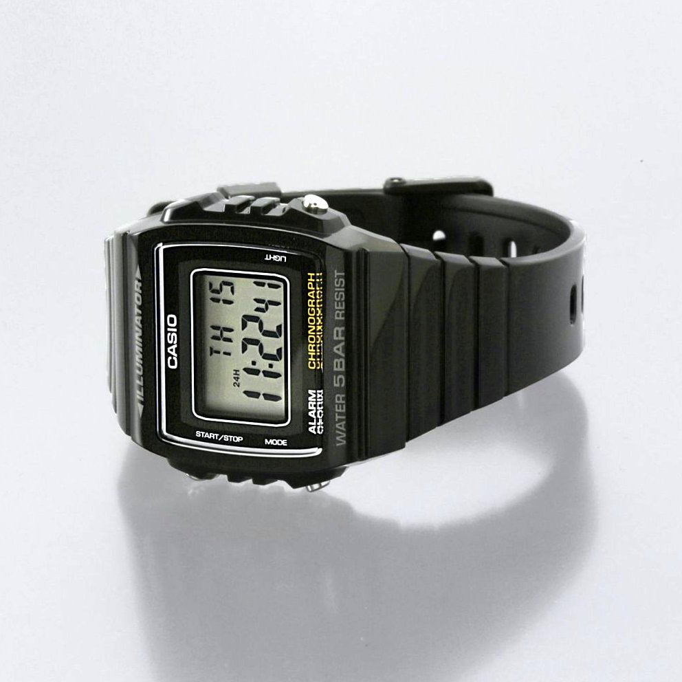 Casio W-215H-1AV Digitale schwarze Unisex-Uhr