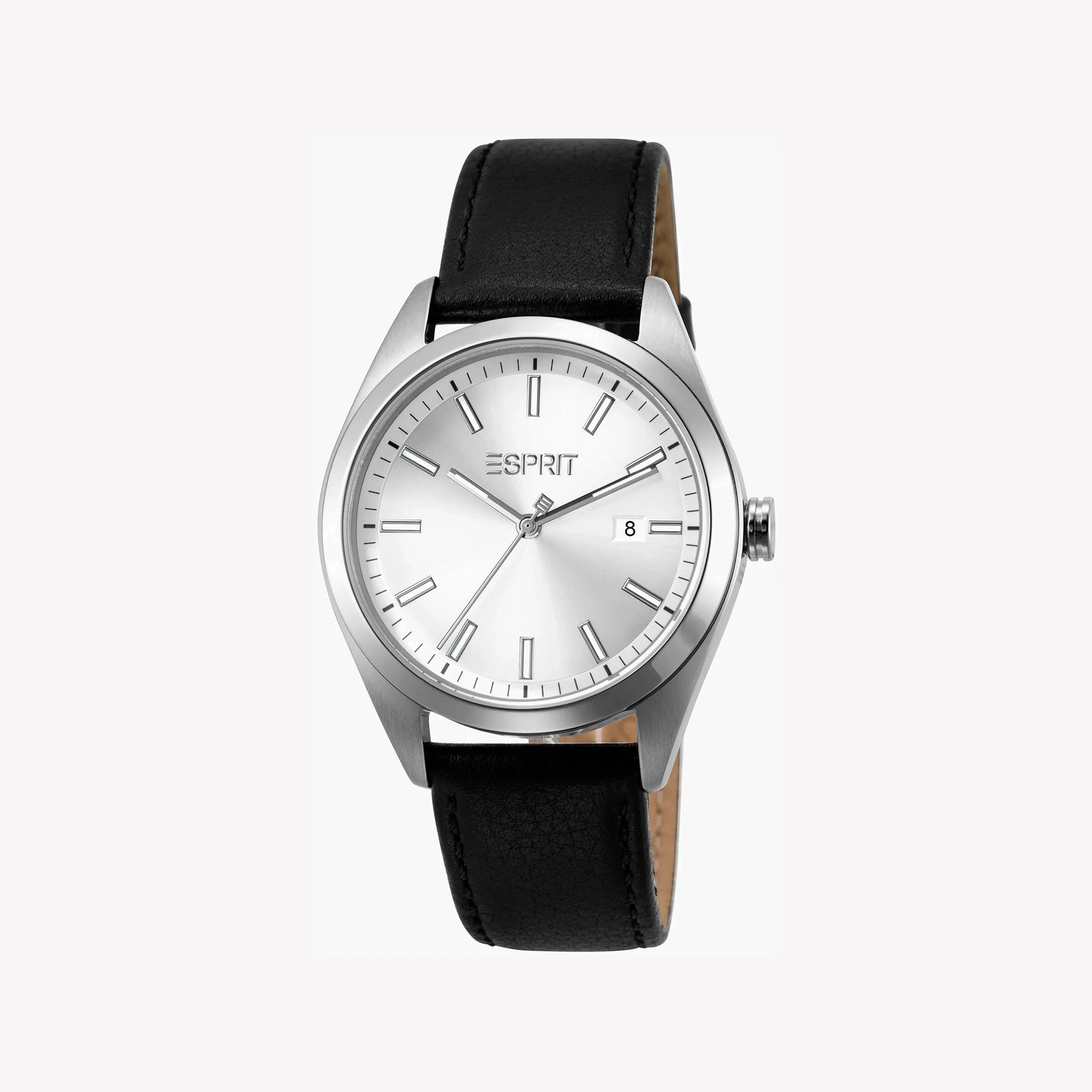 Esprit Men's Silver Dial Watch, Black Leather Band | ES1G304L0015 by i-watch
