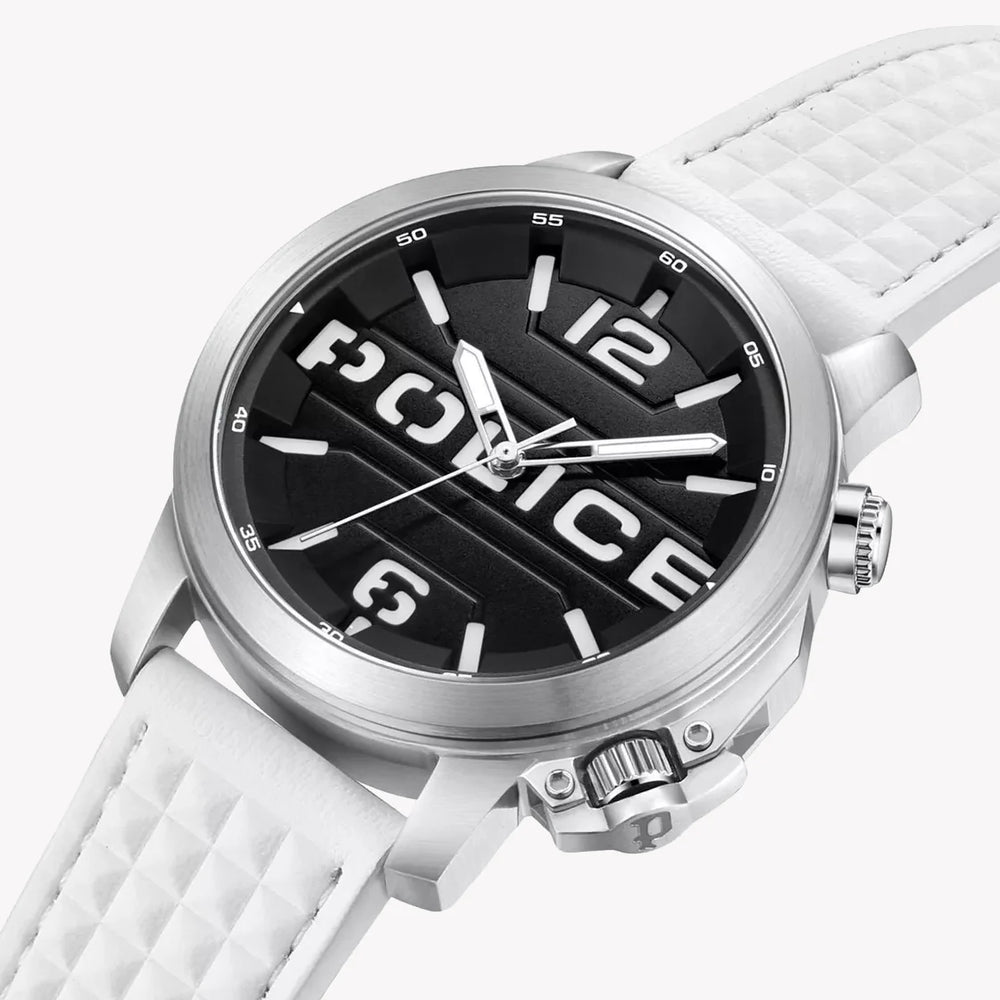 Police Men's Silver Leather Watch, Black Dial | Pewjd0021704 by i-watch