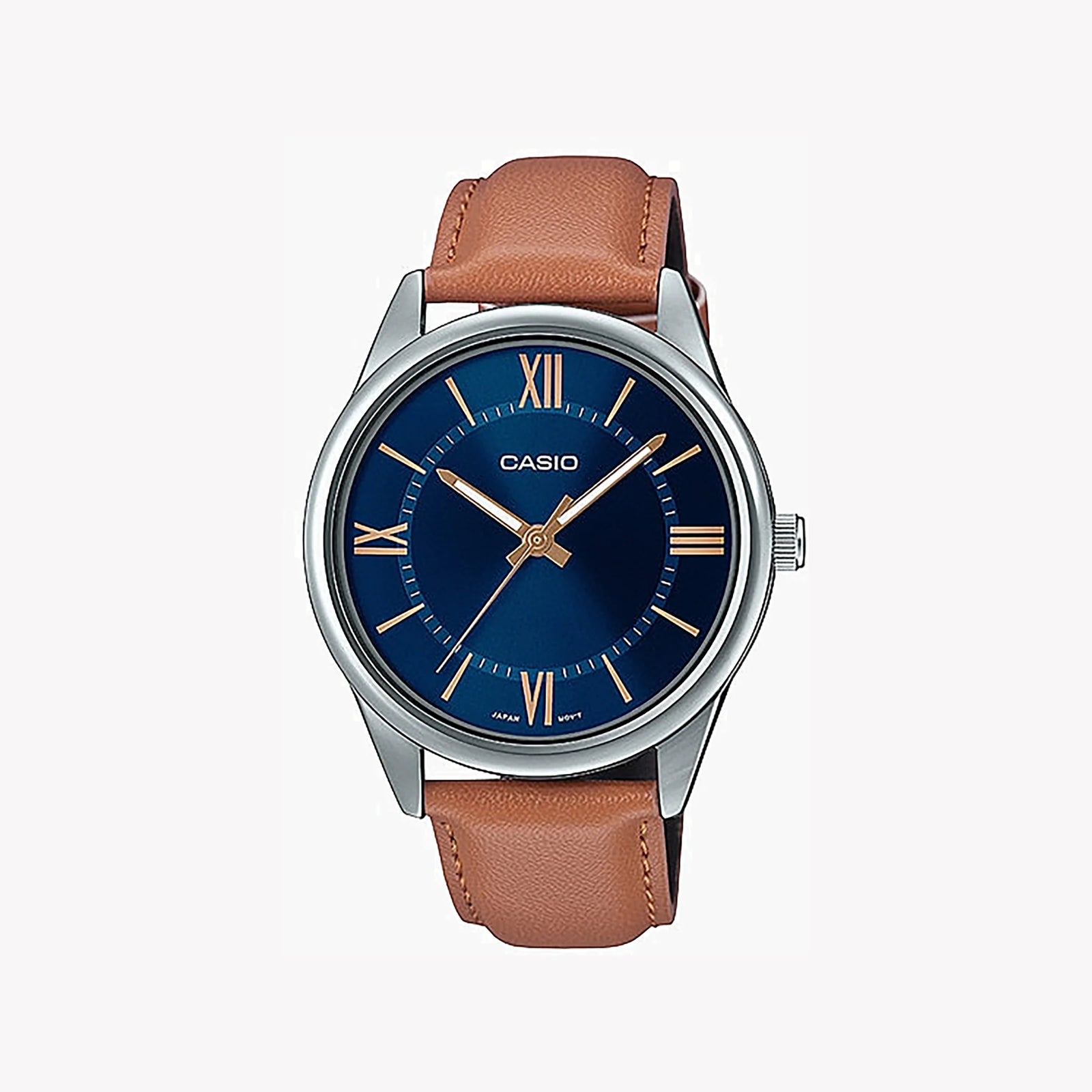 CASIO MTP-V005L-2B5UDF - ELEGANT BLUE DIAL MEN'S WATCH WITH DURABLE LEATHER BAND