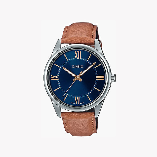 CASIO MTP-V005L-2B5UDF - ELEGANT BLUE DIAL MEN'S WATCH WITH DURABLE LEATHER BAND