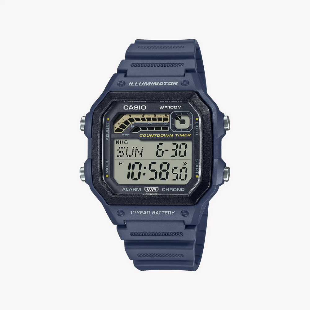 Casio Men's Blue Resin Watch, Digital Dial | Ws-1600h-2avdf by i-watch
