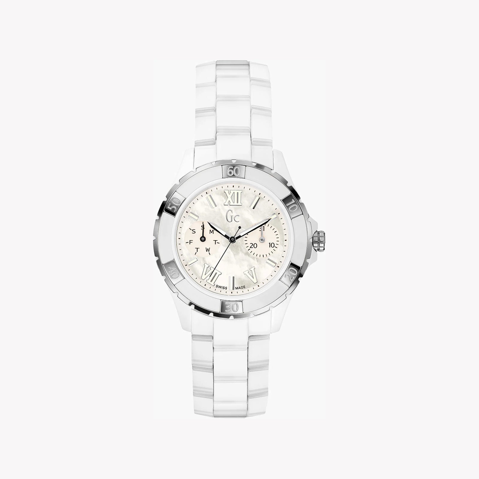 Guess Women's Silver Stainless Steel Watch, White Dial | X69001l1s by i-watch