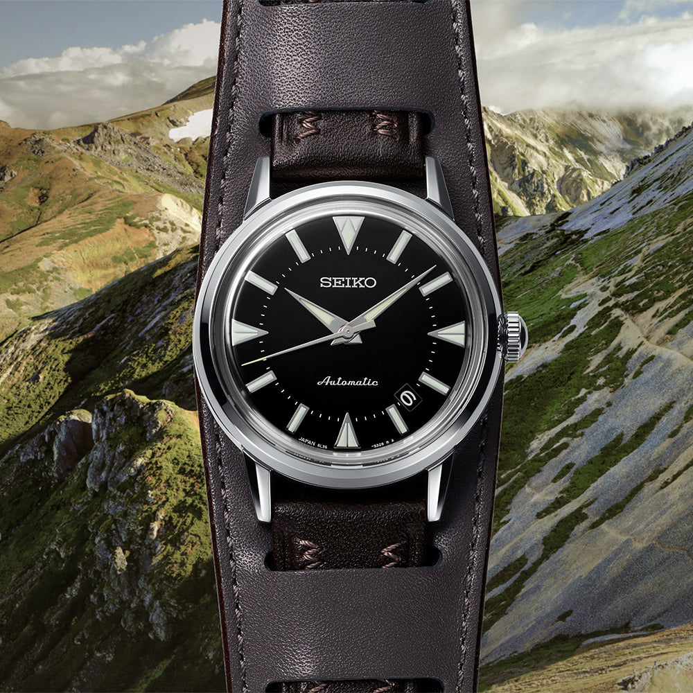 Seiko SJE085J1 Men's Automatic Watch - Black Dial, Leather Band-i-Watch-4