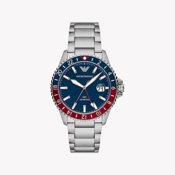 Emporio Armani Men's Silver Watch, Blue Dial | Ar11590