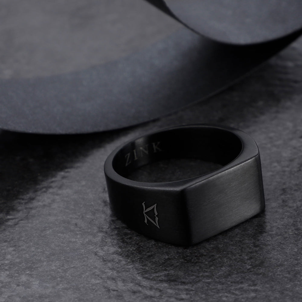 Zink Men's Black Stainless Steel Ring | Zjrg042b by i-watch