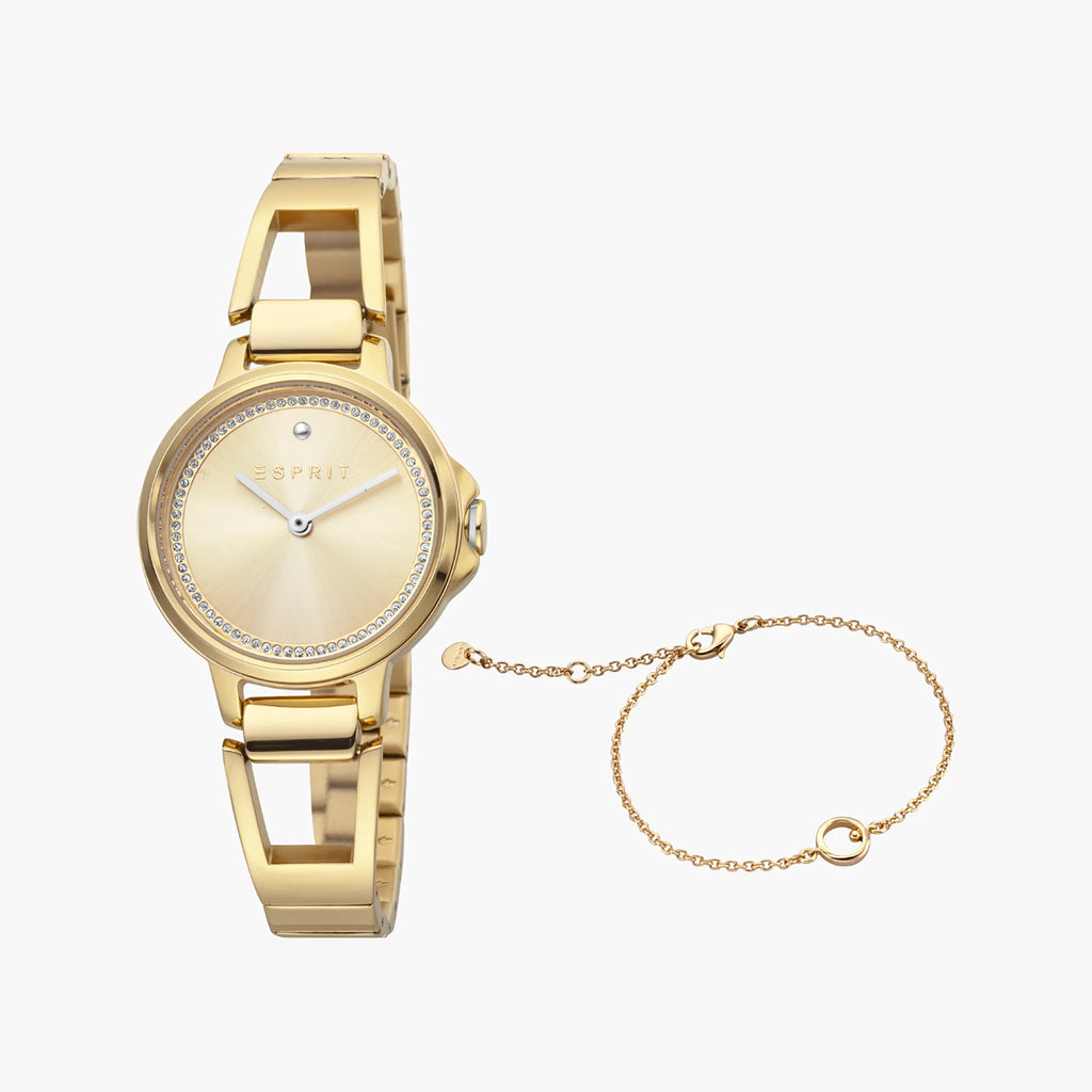 ESPRIT Women's Watch with Gold Stainless Steel Case and Gold Stainless Steel Band