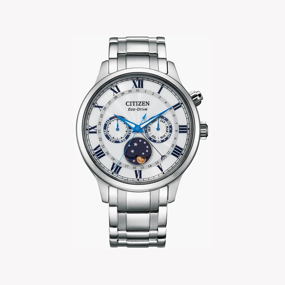 CITIZEN Eco-Drive AP1050-81A DYNAMIC VERSATILITY - STYLISH MEN'S WATCH with Sleek Silver Design and Full Calendar Features