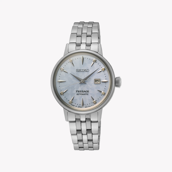 Seiko Presage Women's Silver Watch, Light Blue Dial | Sre007j1