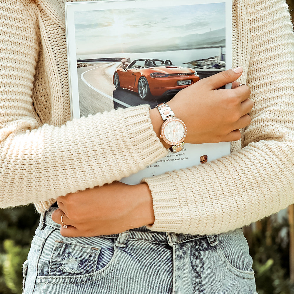 CASIO SHE-3065SPG-7BUDF ELEGANT SPORTY CHIC - WOMEN'S ROSE GOLD & SILVER WATCH-i-Watch-2