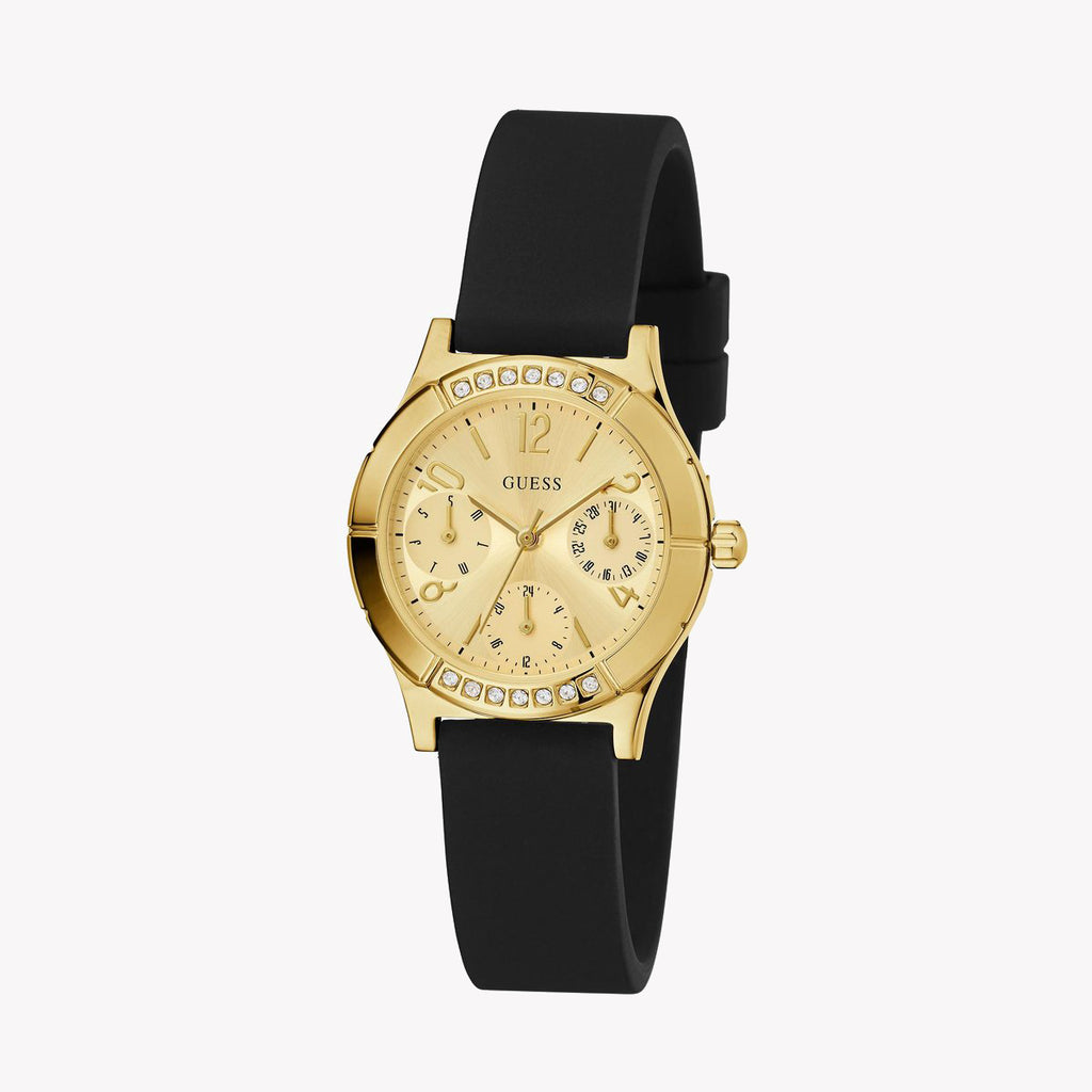 GUESS GW0451L1 - RADIANT GOLD GLAM WOMEN'S WATCH with Black Silicone Band-i-Watch-3