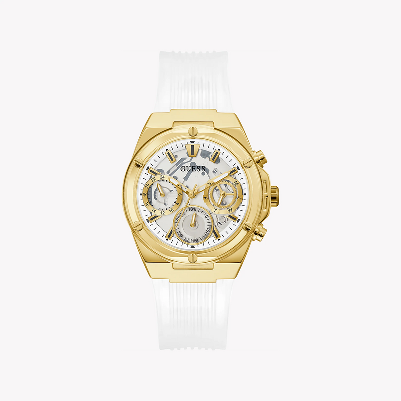 Guess Women's Gold Stainless Steel, White Rubber | Gw0409l2 by i-watch