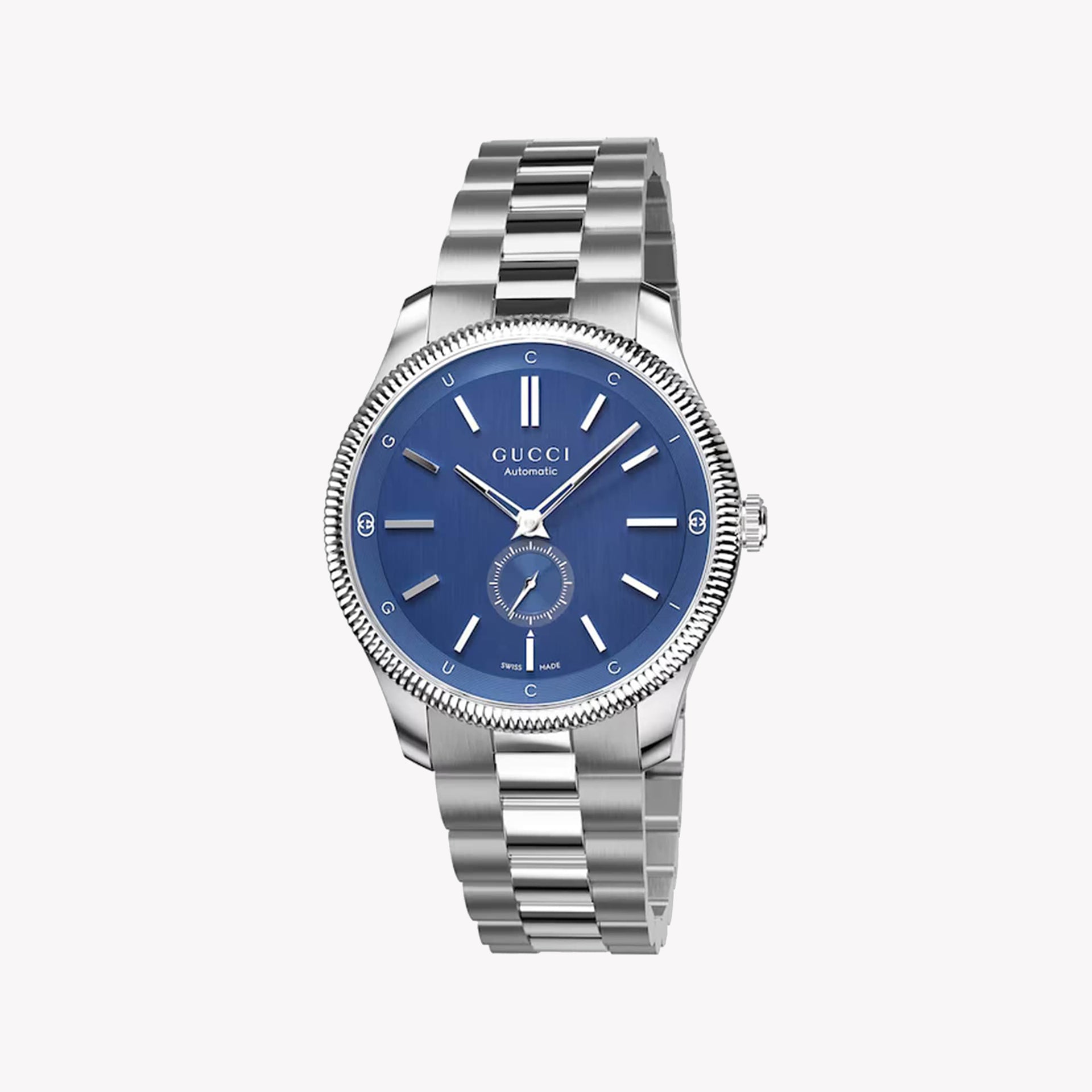 Gucci Men's Silver Stainless Steel, Blue Dial | Ya126389 – i-Watch