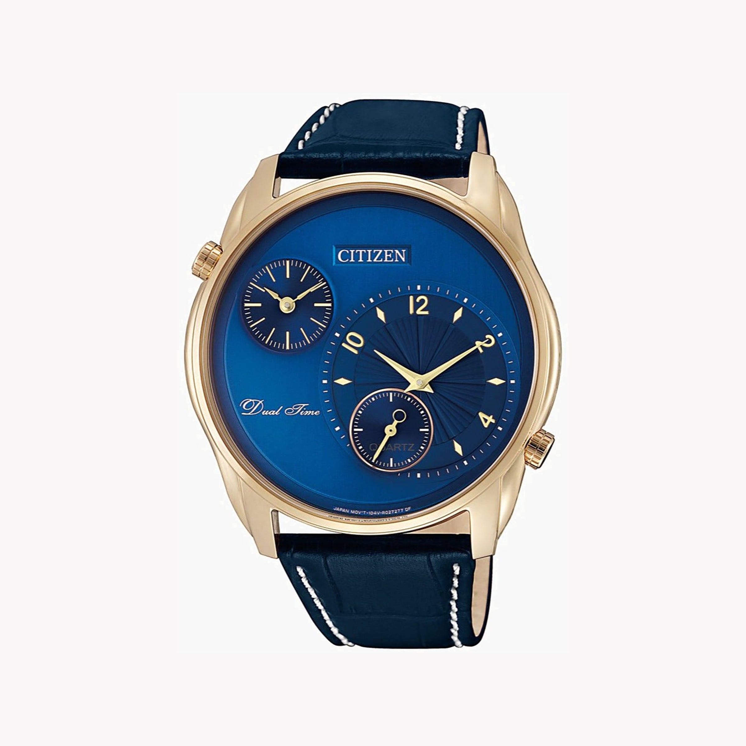 CITIZEN AO3033-00L DUAL TIME - ELEGANT GOLD & BLUE MEN'S WATCH