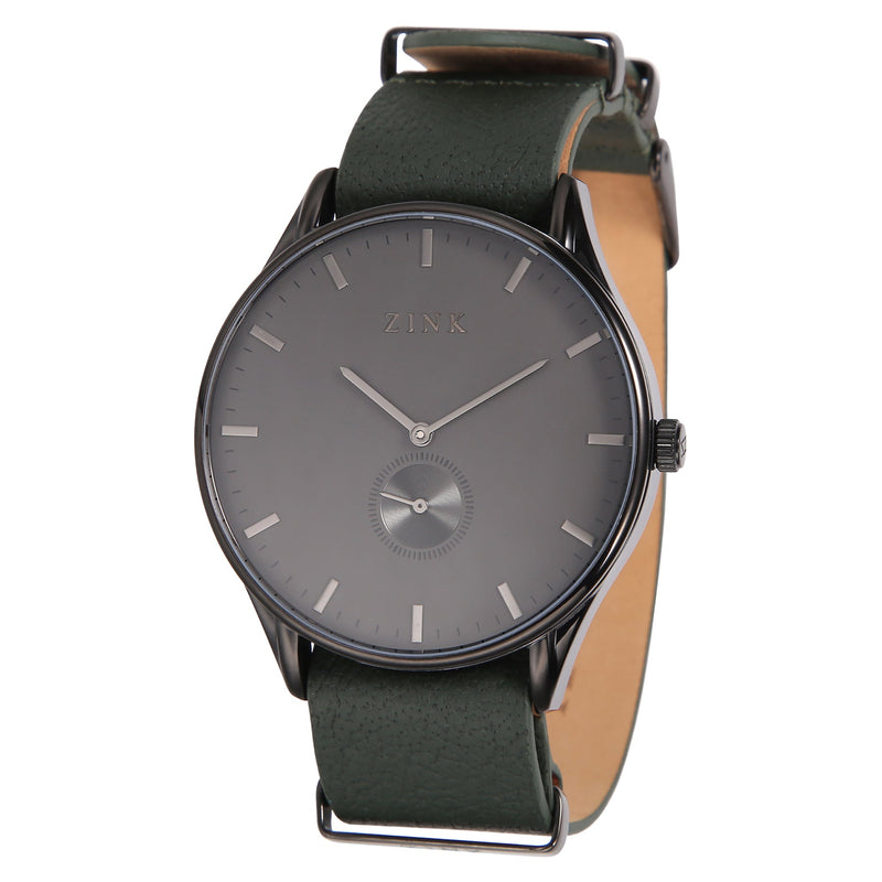 Zink Zk130g5ls-32s Elegant Timepiece - Green Leather Band & Black Dial Men's Watch by i-watch