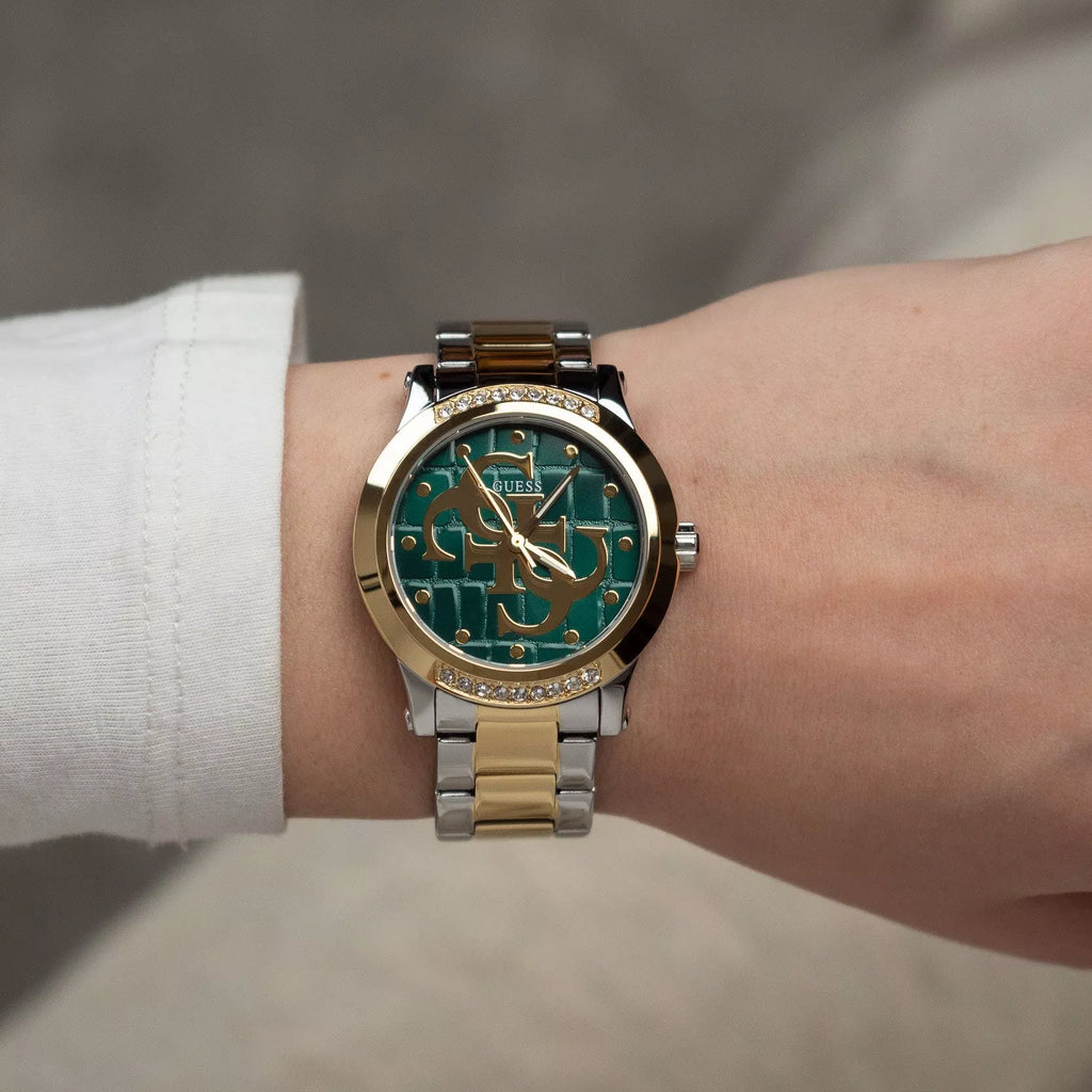 GUESS GW0861L4 Women's Stylish Silver & Gold Watch with Green Dial-i-Watch-2