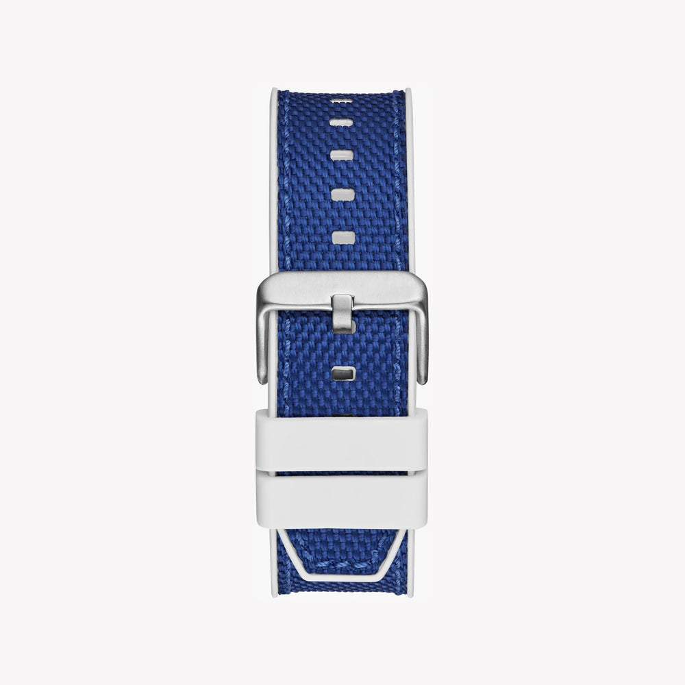 Guess Men's Silver & Blue Silicone Watch, Blue Dial | Gw0713g1 by i-watch