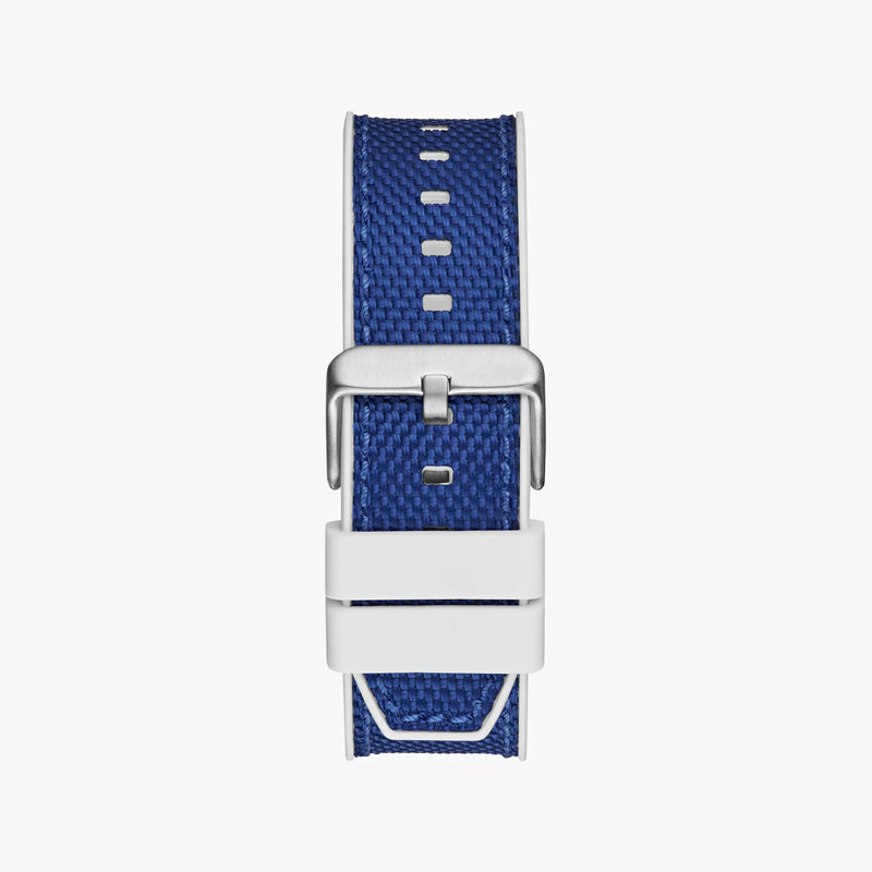 Guess Men's Silver & Blue Silicone Watch, Blue Dial | Gw0713g1 by i-watch