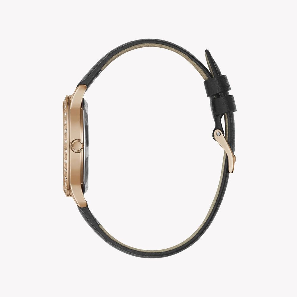 Guess Women's Rose Gold Watch, Black Leather | Gw0376l2 by i-watch