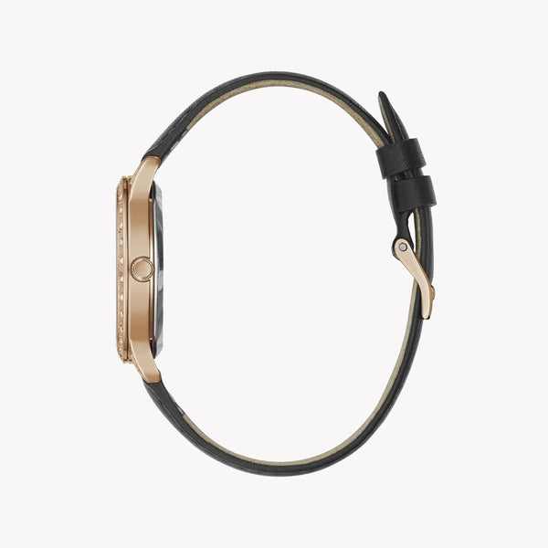 Guess Women's Rose Gold Watch, Black Leather | Gw0376l2 by i-watch