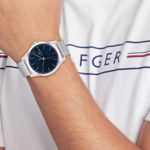 Tommy Hilfiger Men's Silver Stainless Steel, Blue Dial | 1685493 by i-watch