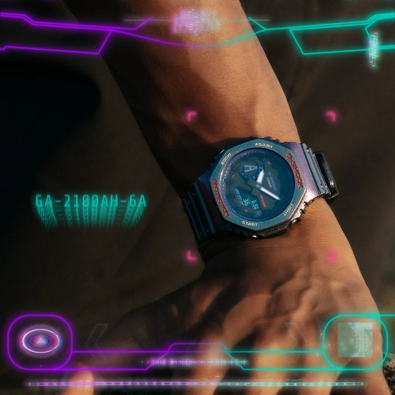 G-Shock Men's Purple Resin Watch, Black Dial | Ga-2100ah-6adr by i-watch