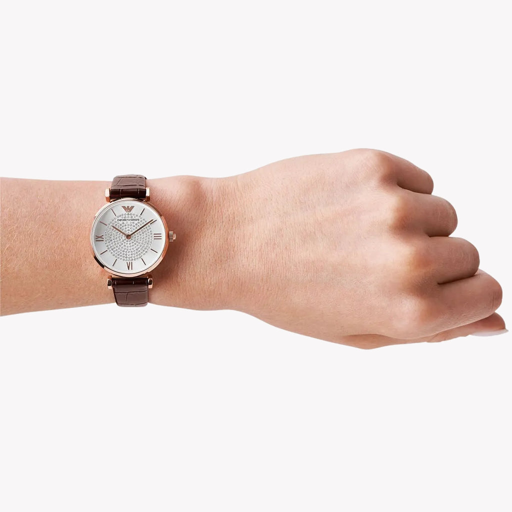 EMPORIO ARMANI AR11269 - RADIANT ROSE GOLD & BROWN LEATHER WOMEN'S WATCH-i-Watch-4