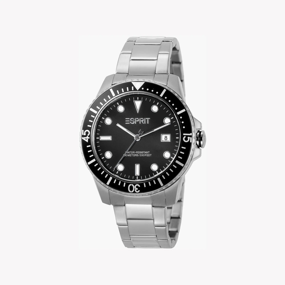 Esprit Men's Silver Stainless Steel Watch, Black Dial | Es1g051m0015 by i-watch
