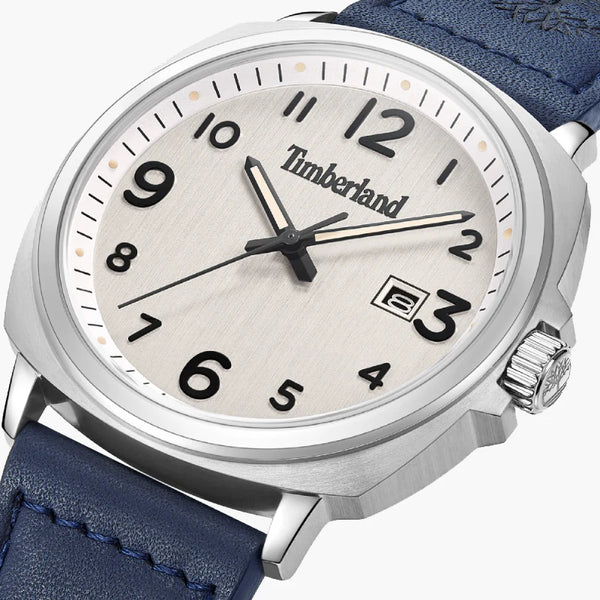 Timberland Men's Silver & Blue Leather Watch, White Dial | Tdwgb0028601 by i-watch