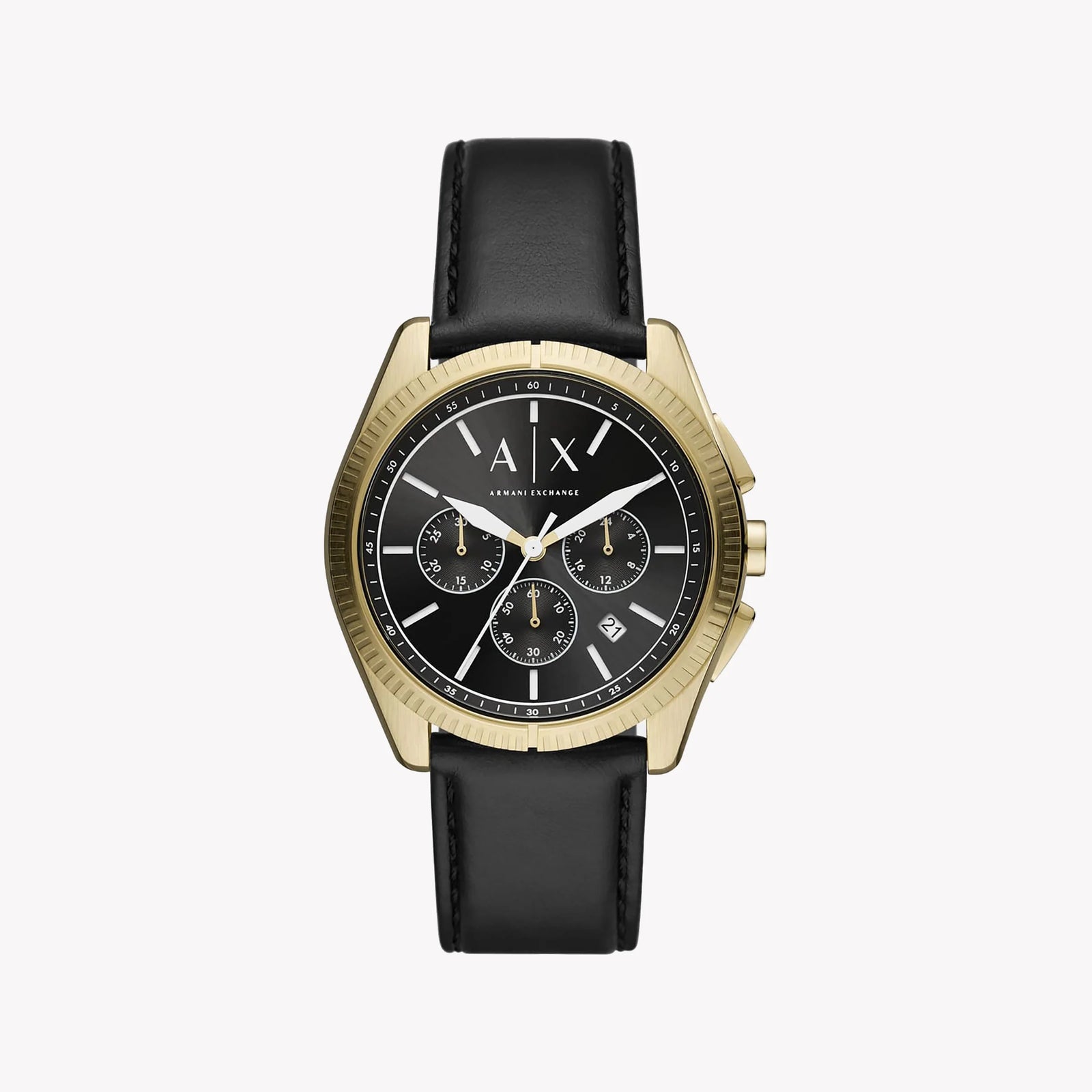 ARMANDI EXCHANGE AX2854 - ELEGANT GOLD & BLACK MEN'S TIMEPIECE WITH LEATHER BAND