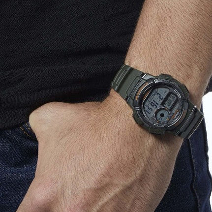 Casio Men's Green Resin Watch, Digital Display | Ae-1000w-3avdf